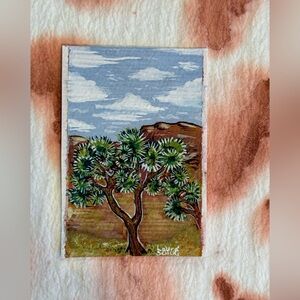 Free in bundle 35+ Original Gouache Mini Landscape Art Joshua Tree Desert Tiny